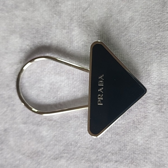 Prada Accessories - NEW Prada Triangle Black Silver Logo Key Bag Clip Ring Charm